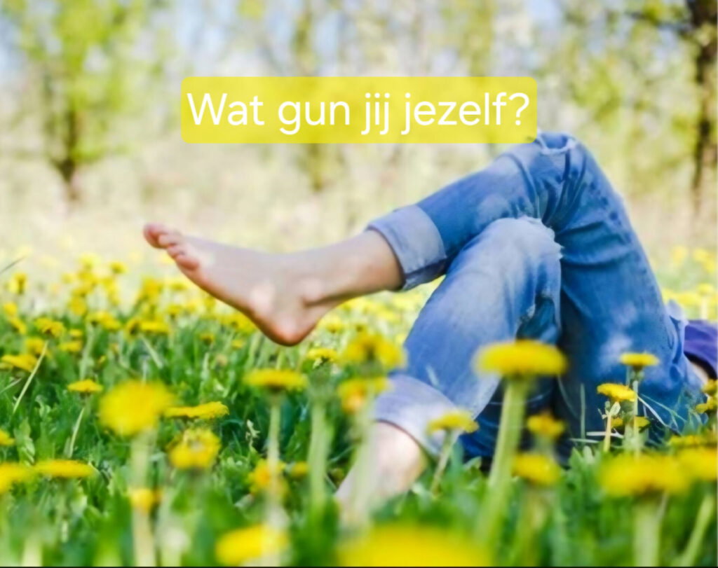 bewustwording ontspannen liggend in het gras