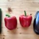Bbiologische aubergine, courgette rode paprika