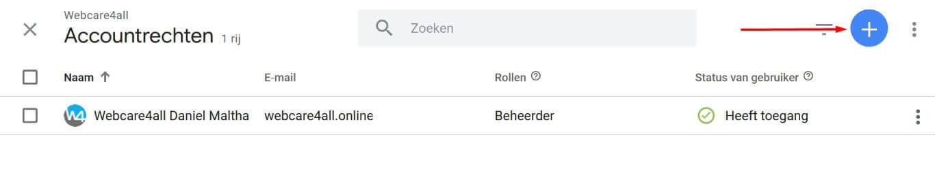 Gebruiker toevoegen aan Google Tag Manager
