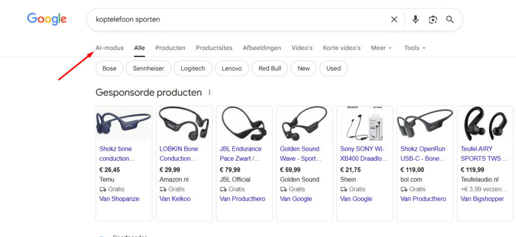Google AI mode in Nederland
