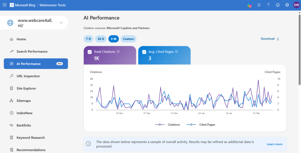 AI Performance in Bing Webmaster Tools